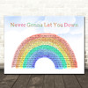 Colbie Caillat Never Gonna Let You Down Watercolour Rainbow & Clouds Song Lyric Wall Art Canvas Framed Print