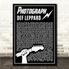 Def Leppard Photograph Black & White Guitar Lightening Rock Song Lyric Wall Art Canvas Framed Print