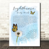 Dirty Heads Lighthouse Butterfly & Dandelion Blue Song Lyric Wall Art Canvas Framed Print