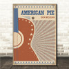 Don McLean American Pie Country Western Festival Guitar Song Lyric Wall Art Canvas Framed Print