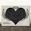 Darius Campbell Colourblind Heart Angel Wings Halo Memorial Song Lyric Wall Art Canvas Framed Print