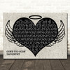 Daughtry Gone Too Soon Heart Angel Wings Halo Memorial Song Lyric Wall Art Canvas Framed Print