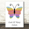 Dolly Parton Coat Of Many Colors Rainbow Butterfly Song Lyric Wall Art Canvas Framed Print