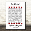 David Gray Be Mine Red Hearts In Row Song Lyric Wall Art Canvas Framed Print