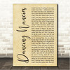 Dave Matthews Band Dancing Nancies Rustic Script Song Lyric Wall Art Canvas Framed Print