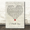 Daniel ODonnell I Need You Script Heart Song Lyric Wall Art Canvas Framed Print