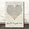 Dermot Kennedy Dont Forget Me Script Heart Song Lyric Wall Art Canvas Framed Print