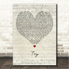 Dolly Parton Try Script Heart Song Lyric Wall Art Canvas Framed Print