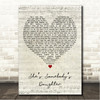 Drew Baldridge Shes Somebodys Daughter Script Heart Song Lyric Wall Art Canvas Framed Print