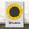 David Bowie Starman Grey Script Sunflower Song Lyric Wall Art Canvas Framed Print