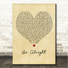Dean Lewis Be Alright Vintage Heart Song Lyric Wall Art Canvas Framed Print