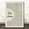 Don Henley Dirty Laundry Vintage Script Song Lyric Wall Art Canvas Framed Print