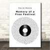 David Bowie Memory of a Free Festival Vinyl Record Song Lyric Wall Art Canvas Framed Print