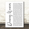Dave Matthews Band Dancing Nancies White Script Song Lyric Wall Art Canvas Framed Print