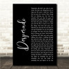 Eagles Desperado Black Script Song Lyric Wall Art Canvas Framed Print