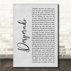 Eagles Desperado Grey Rustic Script Song Lyric Wall Art Canvas Framed Print