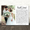 Edith Piaf La Vie En Rose Landscape Rectangle Full Side Wedding Photo White Song Lyric Wall Art Canvas Framed Print
