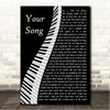 Elton John Your Song Piano Song Lyric Wall Art Canvas Framed Print