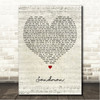 Ed Sheeran Sandman Script Heart Song Lyric Wall Art Canvas Framed Print