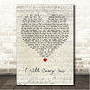 Ellie Holcomb I Will Carry You Script Heart Song Lyric Wall Art Canvas Framed Print