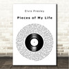Elvis Presley Pieces of My Life Vinyl Record Song Lyric Wall Art Canvas Framed Print