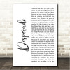 Eagles Desperado White Script Song Lyric Wall Art Canvas Framed Print