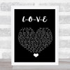 Nat King Cole L-O-V-E Black Heart Song Lyric Quote Music Print