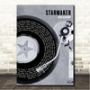 Fame Academy Starmaker Rustic Grey Blue Vinyl Record Song Lyric Wall Art Canvas Framed Print