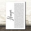 Florence + The Machine Hunger White Script Song Lyric Wall Art Canvas Framed Print