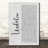 Genesis Undertow Grey Rustic Script Song Lyric Wall Art Canvas Framed Print