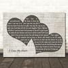 George Strait I Cross My Heart Landscape Music Script Two Hearts Song Lyric Wall Art Canvas Framed Print