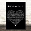 Hillsong Worship Highs & Lows Black Heart Song Lyric Wall Art Canvas Framed Print