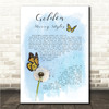 Harry Styles Golden Butterfly & Dandelion Blue Song Lyric Wall Art Canvas Framed Print
