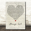 Halestorm Strange Girl Script Heart Song Lyric Wall Art Canvas Framed Print