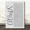 Isaiah Dreads CLOUDS Grey Rustic Script Song Lyric Wall Art Canvas Framed Print