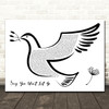 James Arthur Say You Won't Let Go Black & White Dove Bird Song Lyric Wall Art Canvas Framed Print