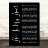Jake & Beth Here Is My Heart Black Script Song Lyric Wall Art Canvas Framed Print