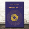 John Newton Amazing Grace Blue & Copper Gold Vinyl Record Song Lyric Wall Art Canvas Framed Print