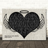 Jenn bostic Jealous of the Angels Heart Angel Wings Halo Memorial Song Lyric Wall Art Canvas Framed Print