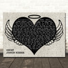 Justin Bieber Ghost Heart Angel Wings Halo Memorial Song Lyric Wall Art Canvas Framed Print