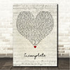 James Bay Incomplete Script Heart Song Lyric Wall Art Canvas Framed Print