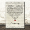 Janelle Amazing Script Heart Song Lyric Wall Art Canvas Framed Print
