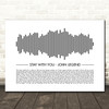 John Legend Stay With You Sound Wave Minimal Song Lyric Wall Art Canvas Framed Print