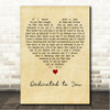 John Coltrane Dedicated to You Vintage Heart Song Lyric Wall Art Canvas Framed Print