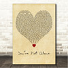 Josh A Youre Not Alone Vintage Heart Song Lyric Wall Art Canvas Framed Print