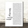 John Legend Nervous White Script Song Lyric Wall Art Canvas Framed Print