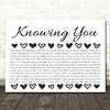 Kenny Chesney Knowing You Hearts Black & White In Row Song Lyric Wall Art Canvas Framed Print