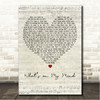 Kansas Whats on My Mind Script Heart Song Lyric Wall Art Canvas Framed Print