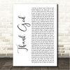 Kane Brown & Katelyn Brown Thank God White Script Song Lyric Wall Art Canvas Framed Print