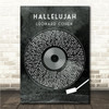 Leonard Cohen Hallelujah Grunge Grey Vinyl Record Song Lyric Wall Art Canvas Framed Print